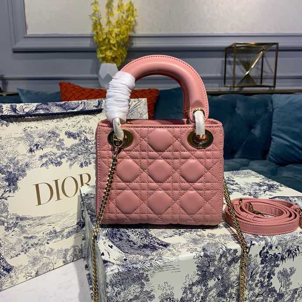 Top Quality Mini Lady Bag Blush Cannage Sorbet Pink For Women 6.5in/18cm CD