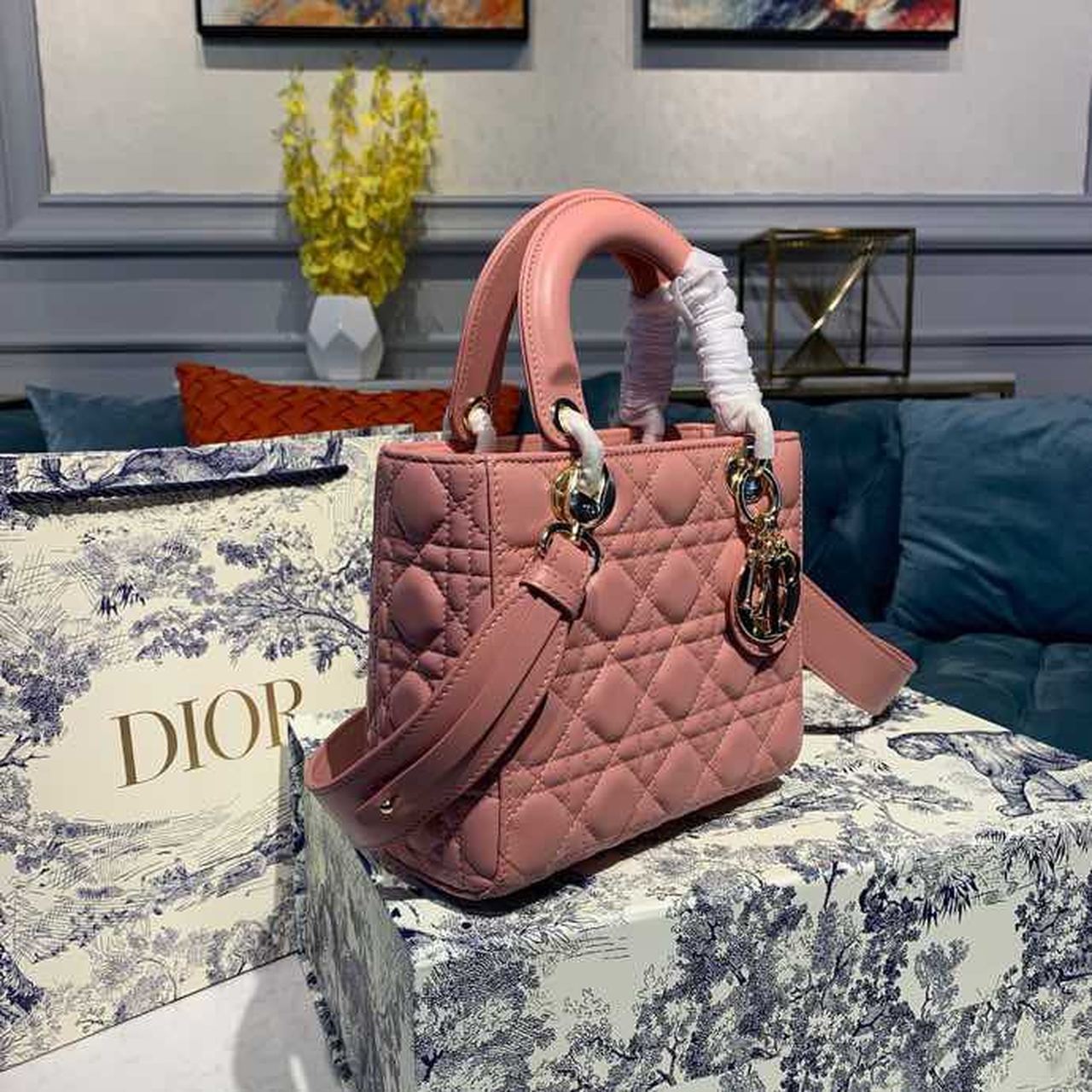 Top Quality Small Lady Bag Blush Cannage Sorbet Pink For Women 8in/20cm CD