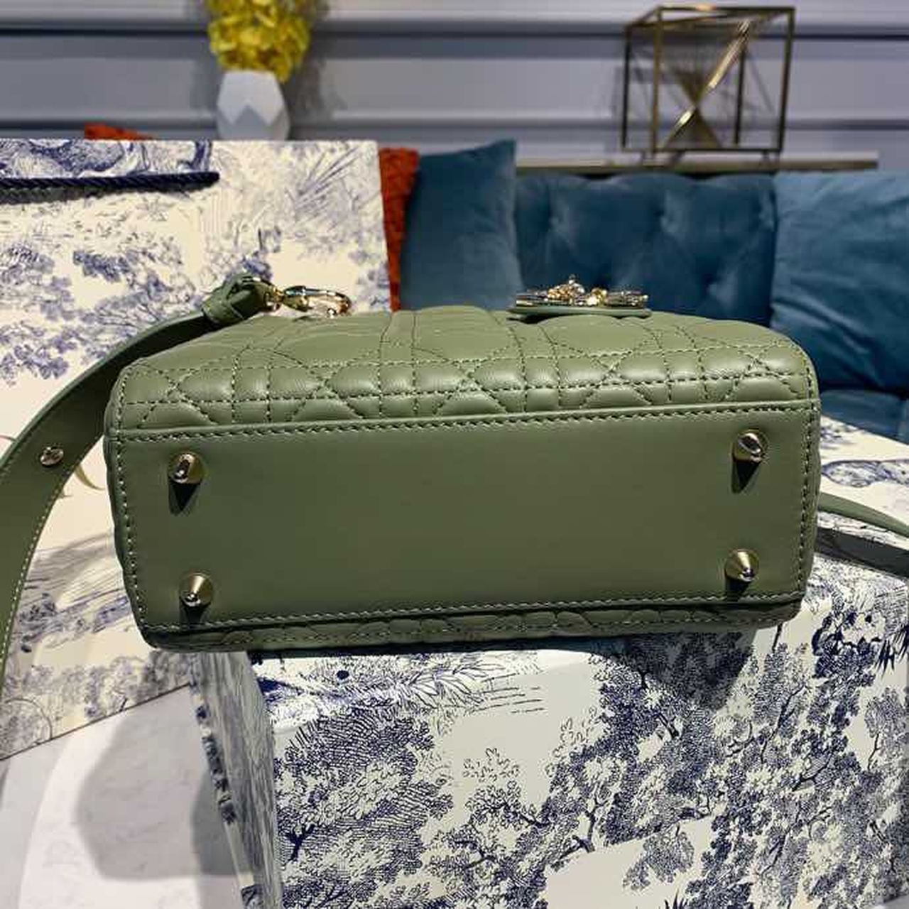 Top Quality Small Lady Bag Ultramatte Cannage Olive Green For Women 8in/20cm CD