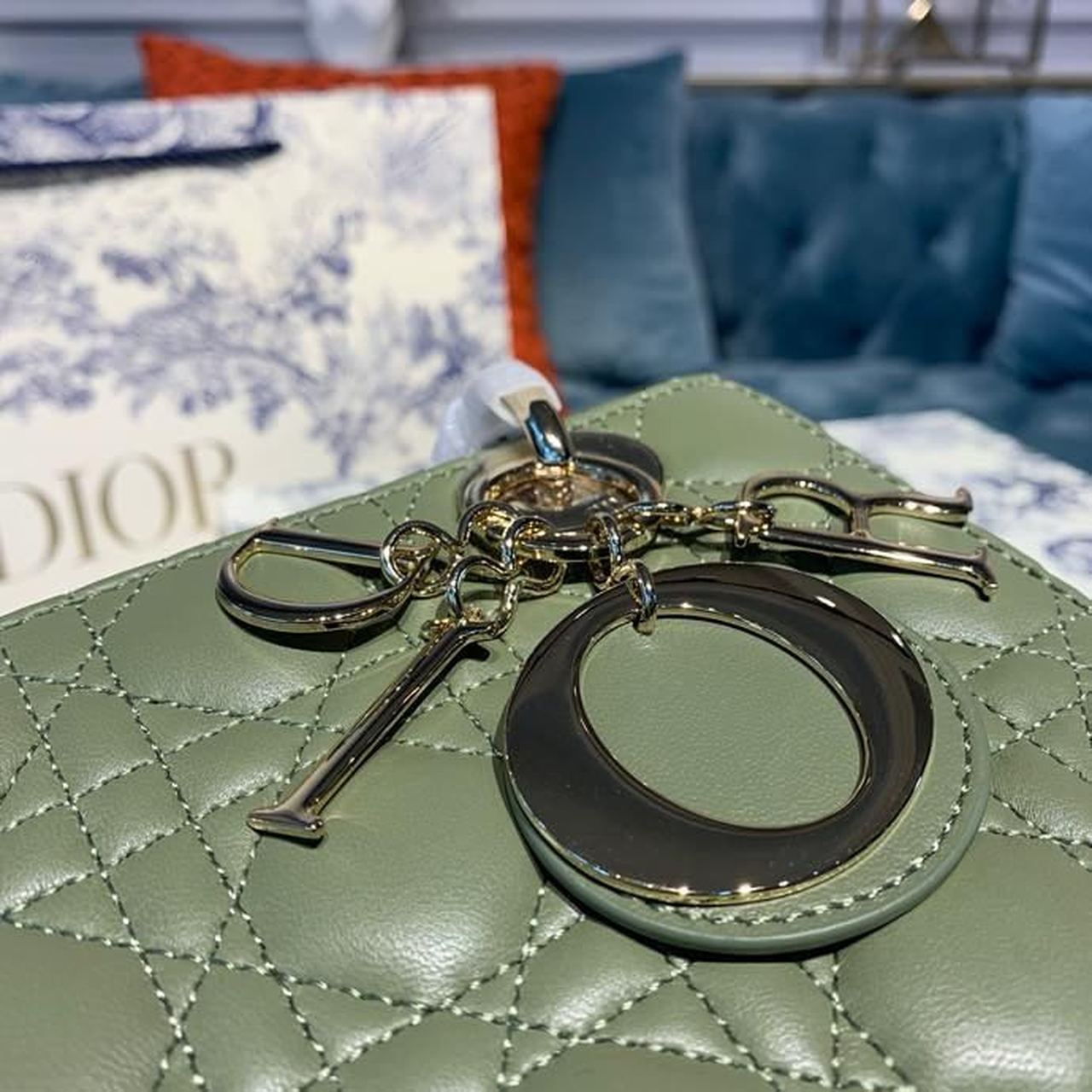 Top Quality Small Lady Bag Ultramatte Cannage Olive Green For Women 8in/20cm CD