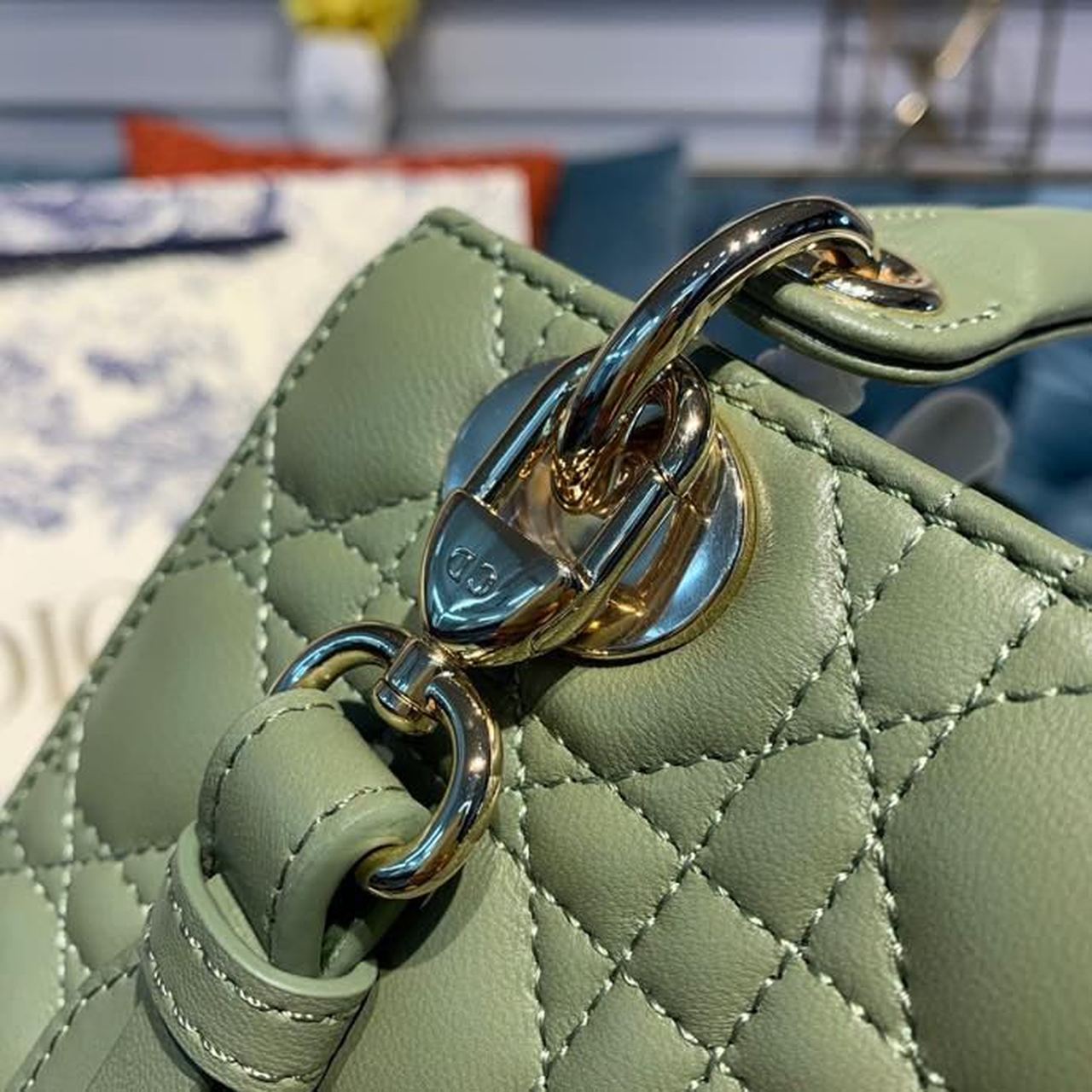 Top Quality Small Lady Bag Ultramatte Cannage Olive Green For Women 8in/20cm CD