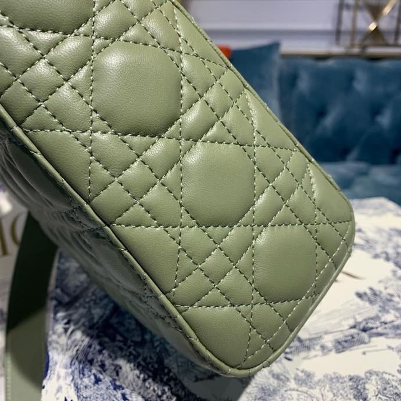 Top Quality Small Lady Bag Ultramatte Cannage Olive Green For Women 8in/20cm CD