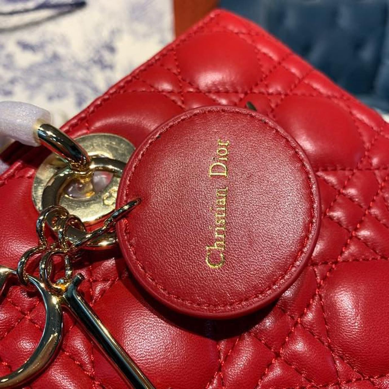 Top Quality Large Lady Bag Gold Toned Hardware Cherry Red Cannage For Women CD 12.5in/32cm M0566ONGE_M52R