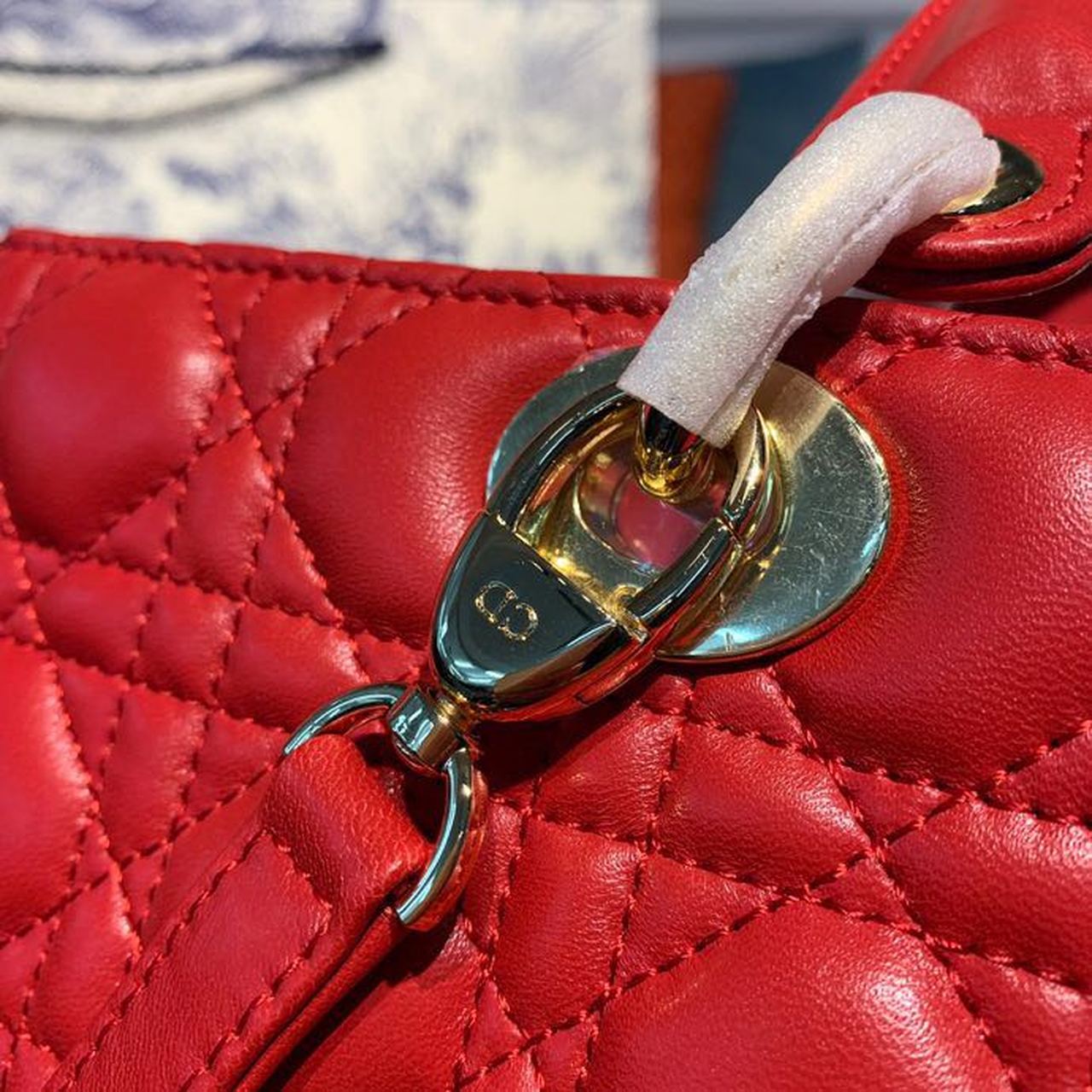 Top Quality Large Lady Bag Gold Toned Hardware Cherry Red Cannage For Women CD 12.5in/32cm M0566ONGE_M52R