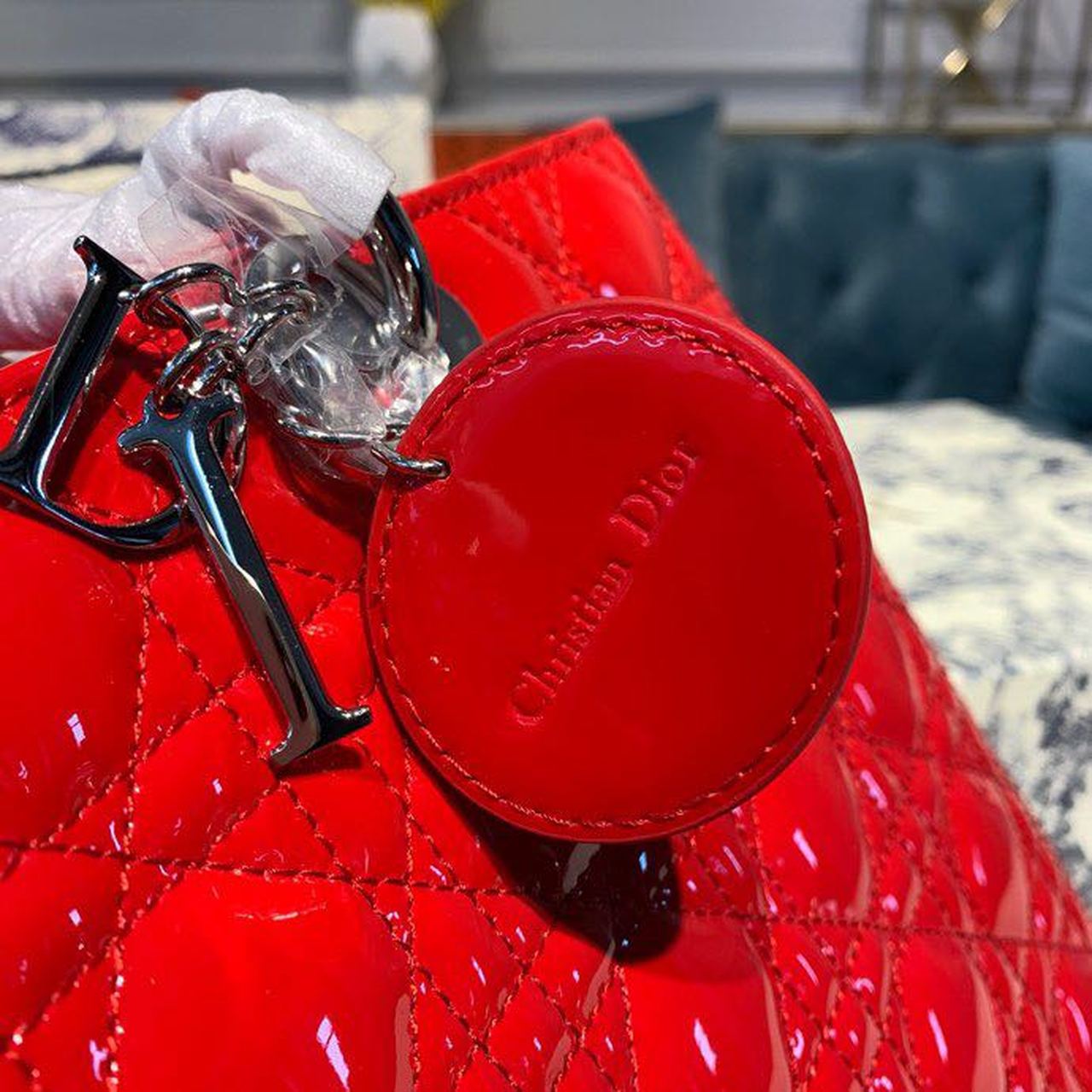 Top Quality Large Lady Bag SiTop Qualityer Hardware Red Patent For Women 12.5in/32cm CD