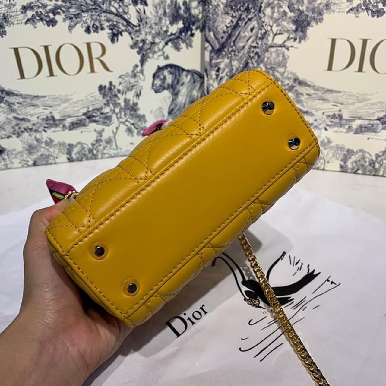 Top Quality Mini Lady Bag with Chain Silver Hardware Spring/Summer Collection, Yellow, For Women Womens Handbags, 18cm CD
