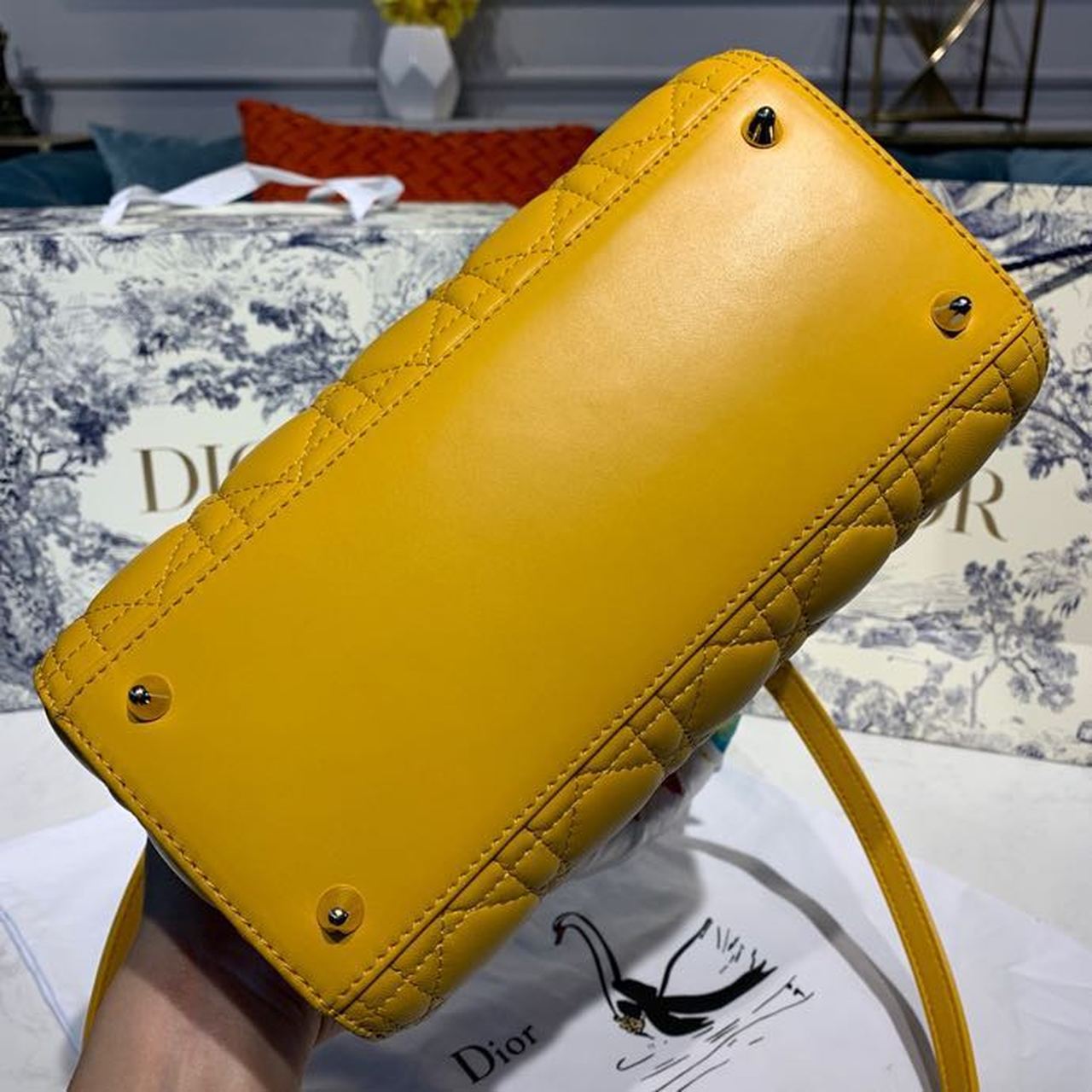 Top Quality MeTop Qualityum Lady Bag SiTop Qualityer Hardware Yellow For Women 9.5in/24cm CD