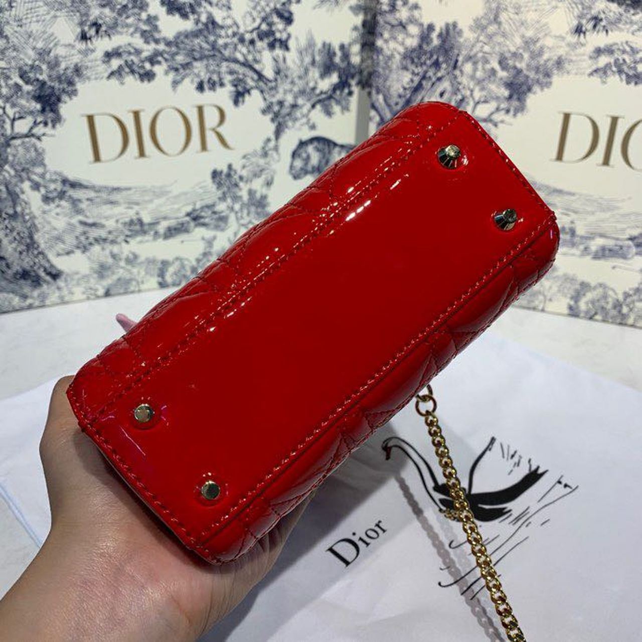 Top Quality Mini Lady Bag with Chain Silver Hardware Spring/Summer Collection, Red, For Women Womens Handbags, 18cm CD