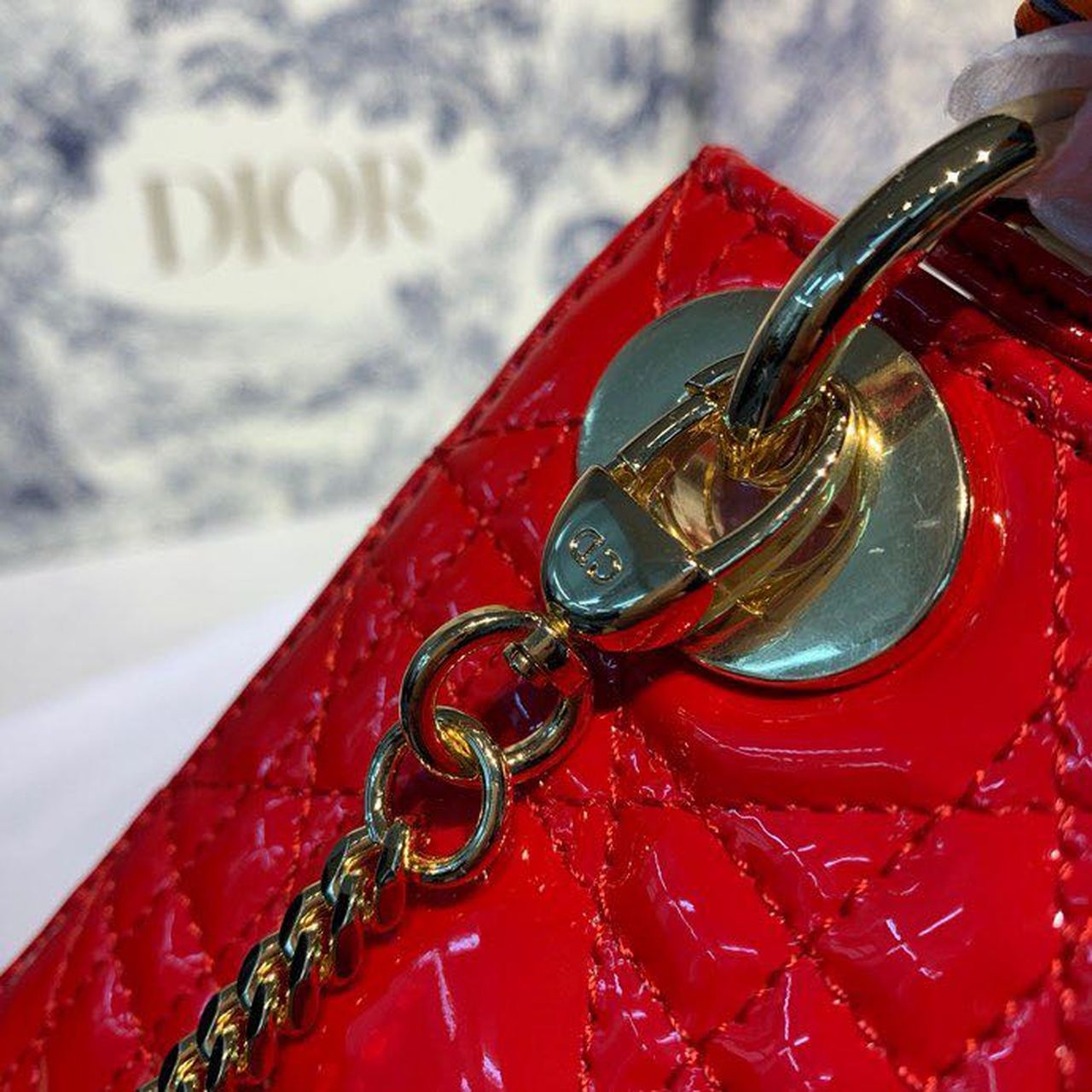 Top Quality Mini Lady Bag with Chain Silver Hardware Spring/Summer Collection, Red, For Women Womens Handbags, 18cm CD