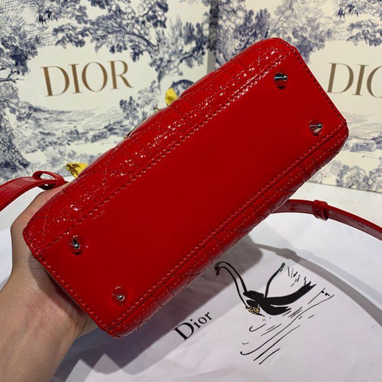 Top Quality Small Lady Bag Gold Toned Hardware Cherry Red Patent For Women 8in/20cm CD M0531OWCB_M323