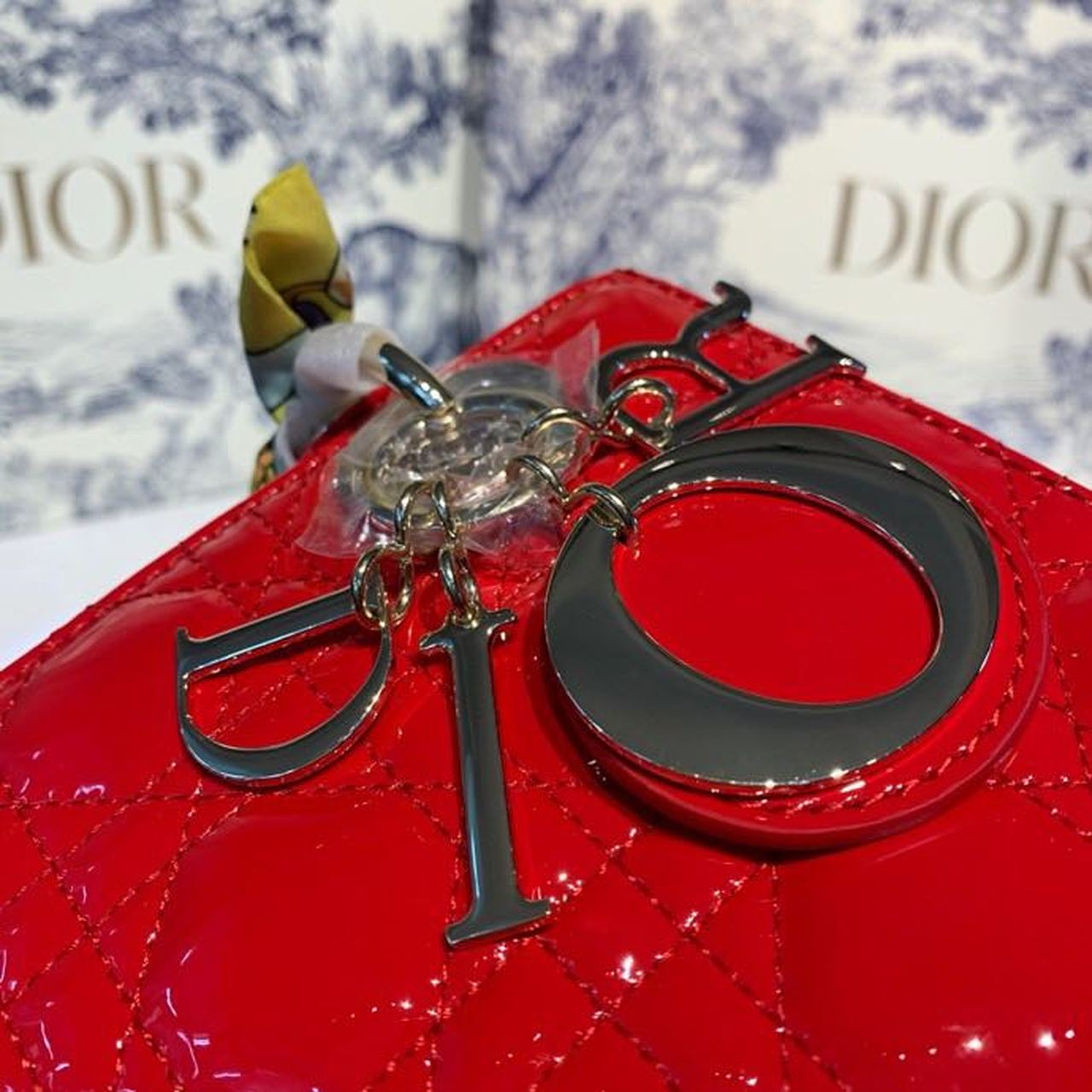 Top Quality Small Lady Bag Gold Toned Hardware Cherry Red Patent For Women 8in/20cm CD M0531OWCB_M323
