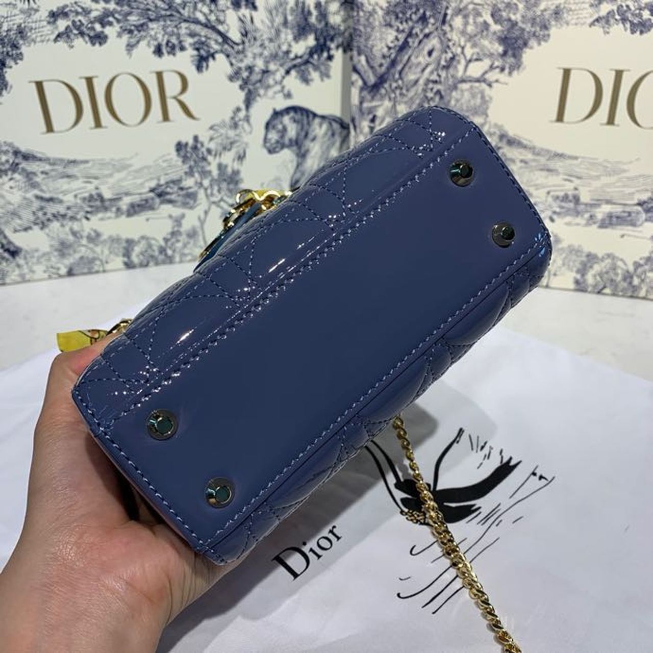 Top Quality Mini Lady Bag with Chain Silver Hardware Spring/Summer Collection, Deep Blue, For Women Womens Handbags, 18cm CD