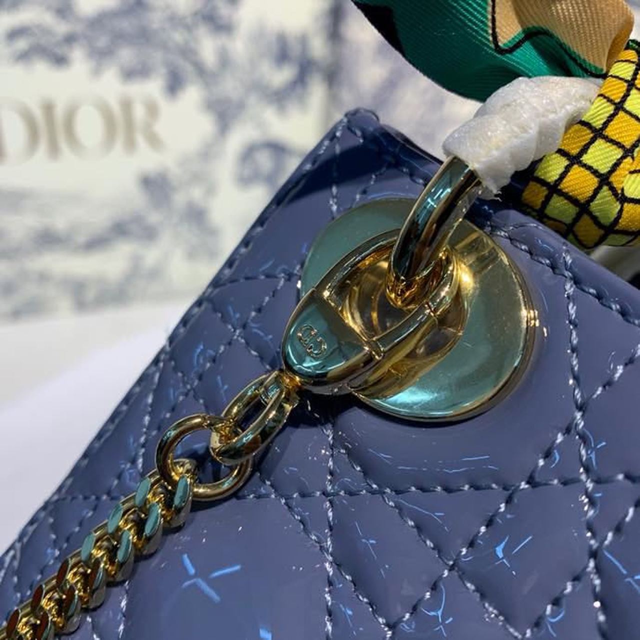 Top Quality Mini Lady Bag with Chain Silver Hardware Spring/Summer Collection, Deep Blue, For Women Womens Handbags, 18cm CD