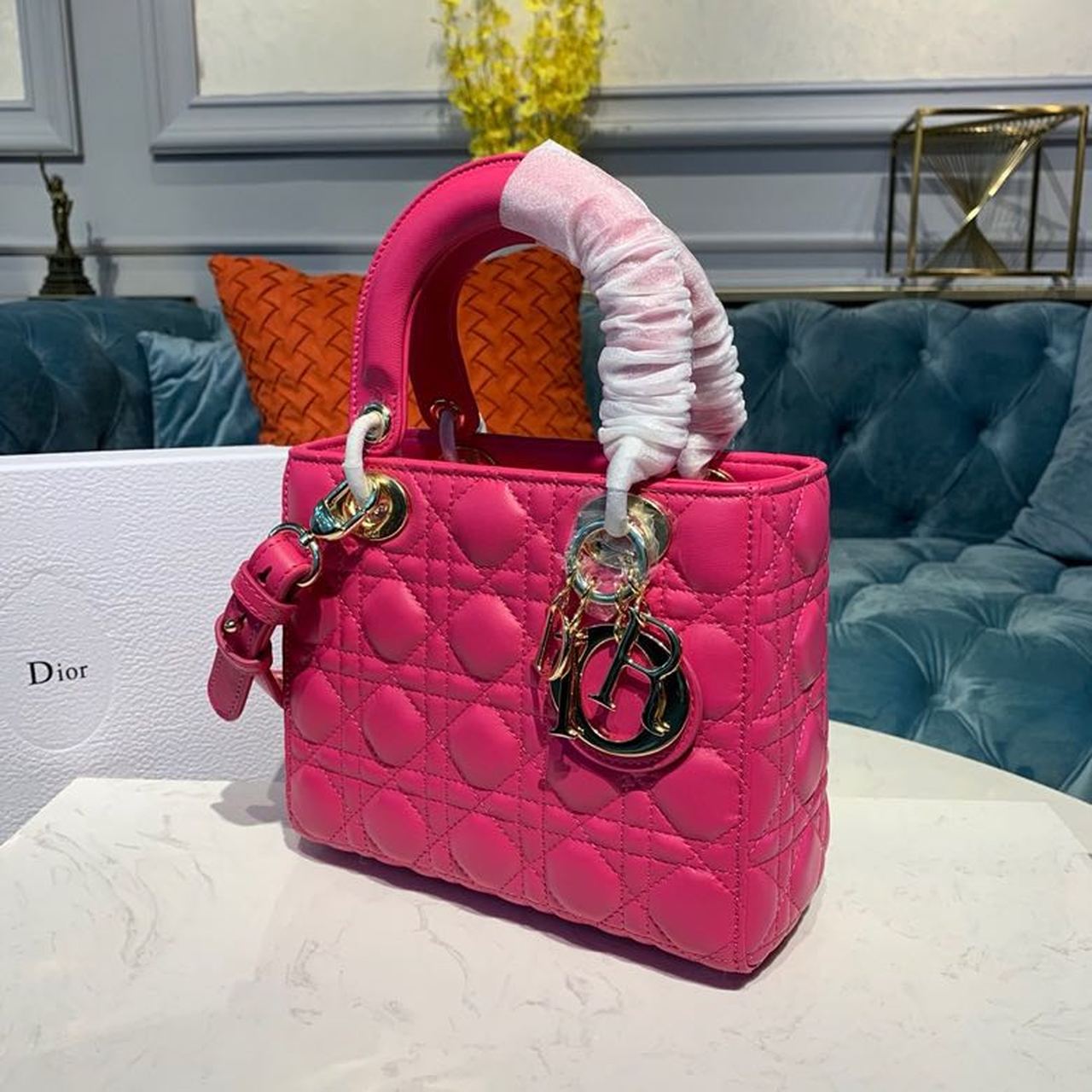 Top Quality Small Lady Bag Gold Toned Hardware Hot Pink For Women 8in/20cm CD