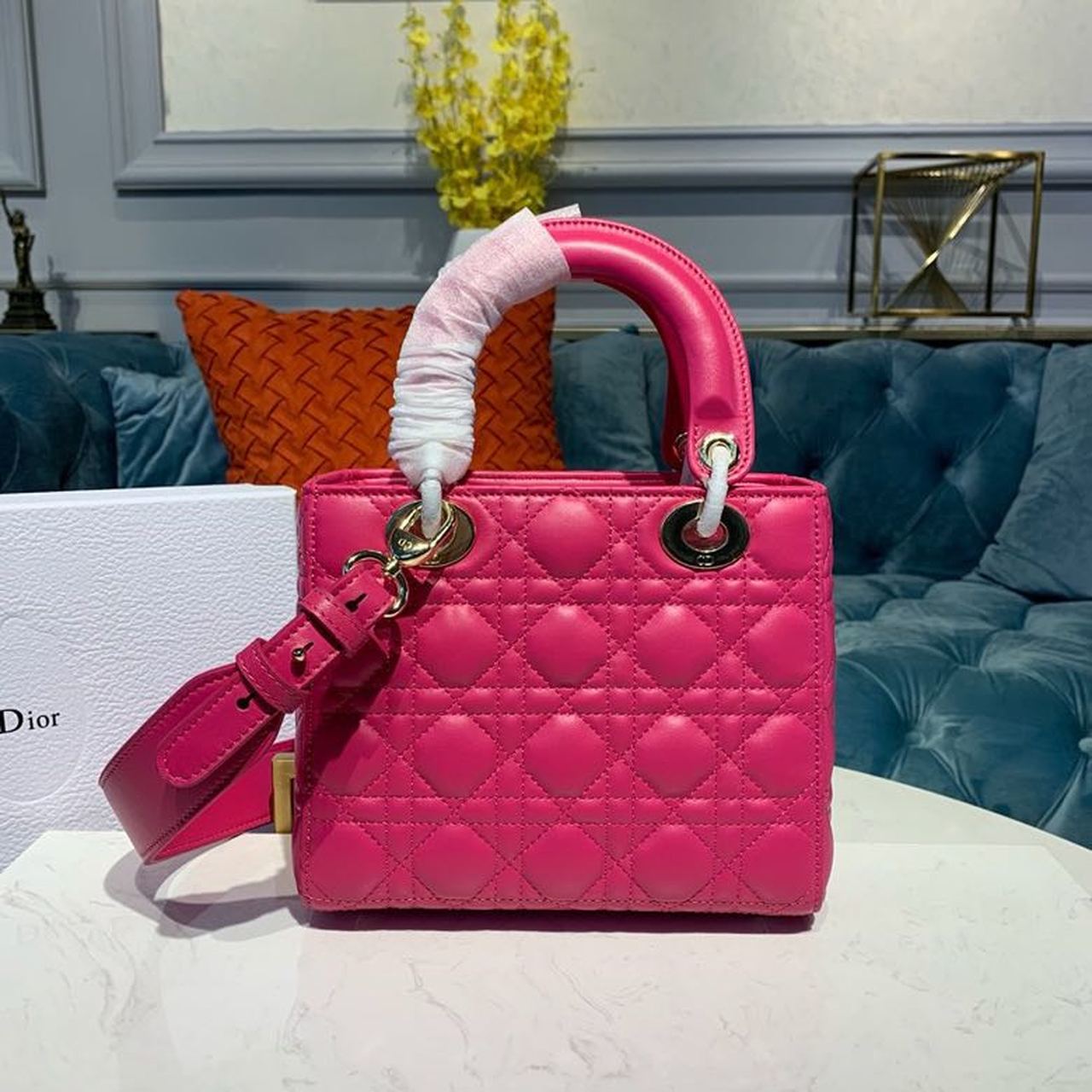 Top Quality Small Lady Bag Gold Toned Hardware Hot Pink For Women 8in/20cm CD