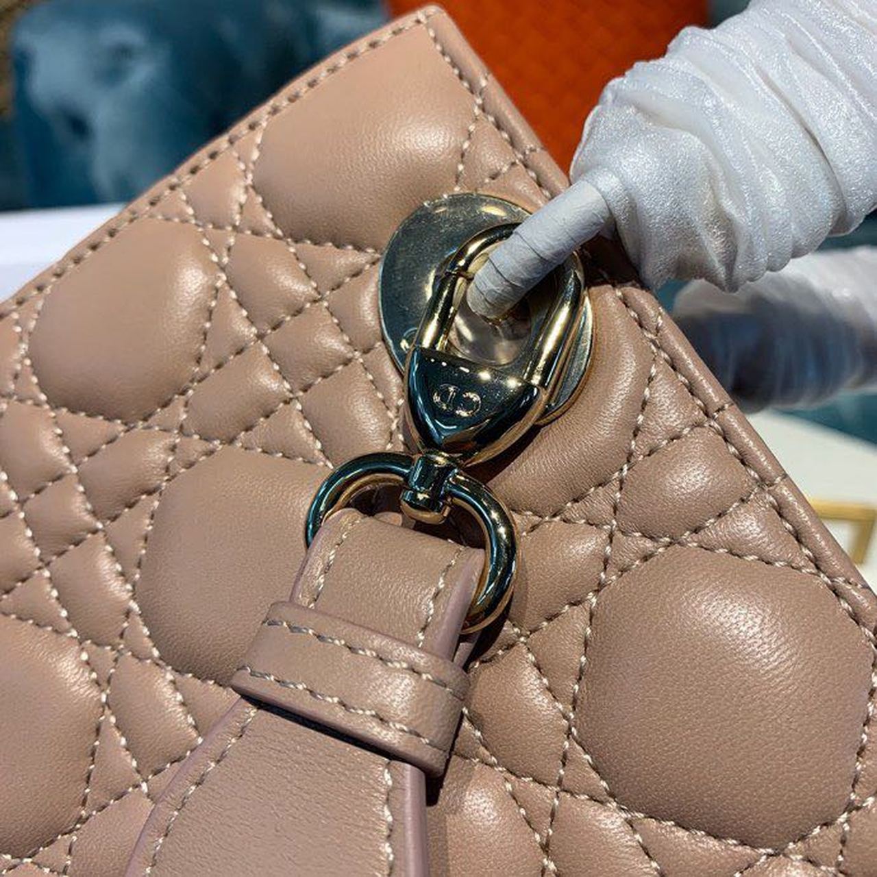 Top Quality Small Lady Bag Beige Cannage For Women 8in/20cm CD