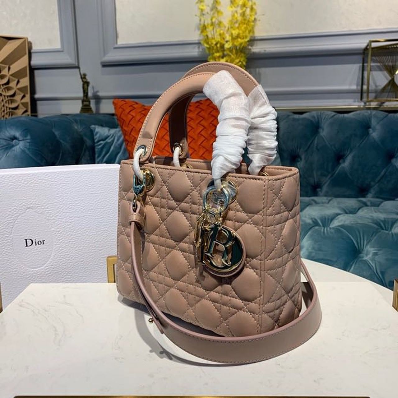 Top Quality Small Lady Bag Beige Cannage For Women 8in/20cm CD