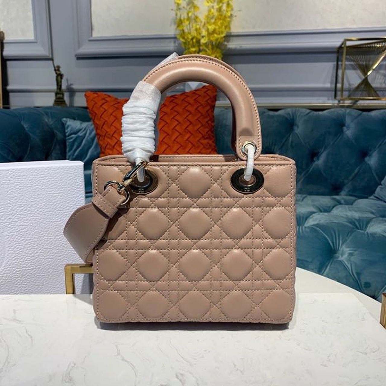 Top Quality Small Lady Bag Beige Cannage For Women 8in/20cm CD