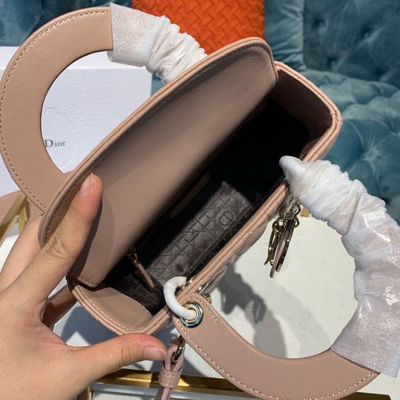 Top Quality Small Lady Bag Beige Cannage For Women 8in/20cm CD