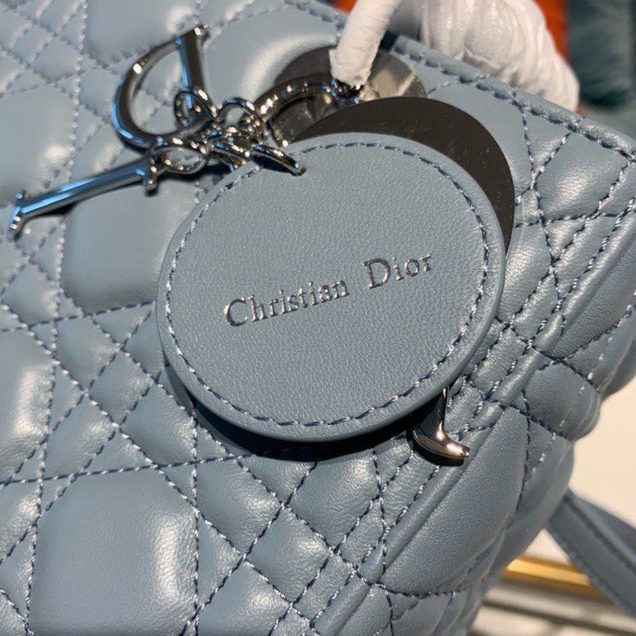Top Quality MeTop Qualityum Lady Bag SiTop Qualityer Hardware Cloud Blue For Women 9.5in/24cm CD
