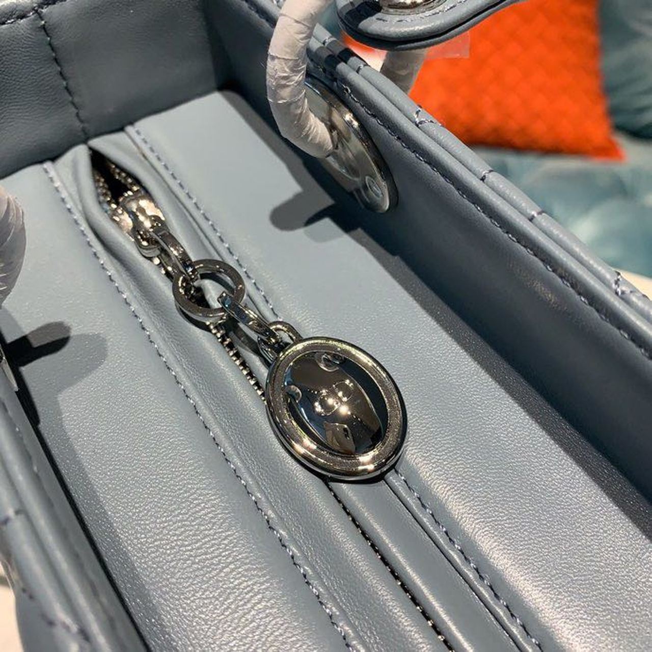 Top Quality MeTop Qualityum Lady Bag Silver Hardware Cloud Blue For Women 9.5in/24cm CD