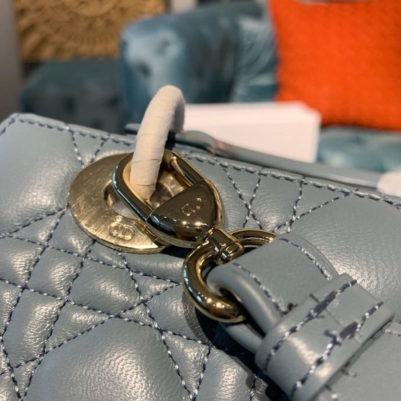 Top Quality Small Lady Bag Gold Toned Hardware Clound Blue For Women 8in/20cm CD