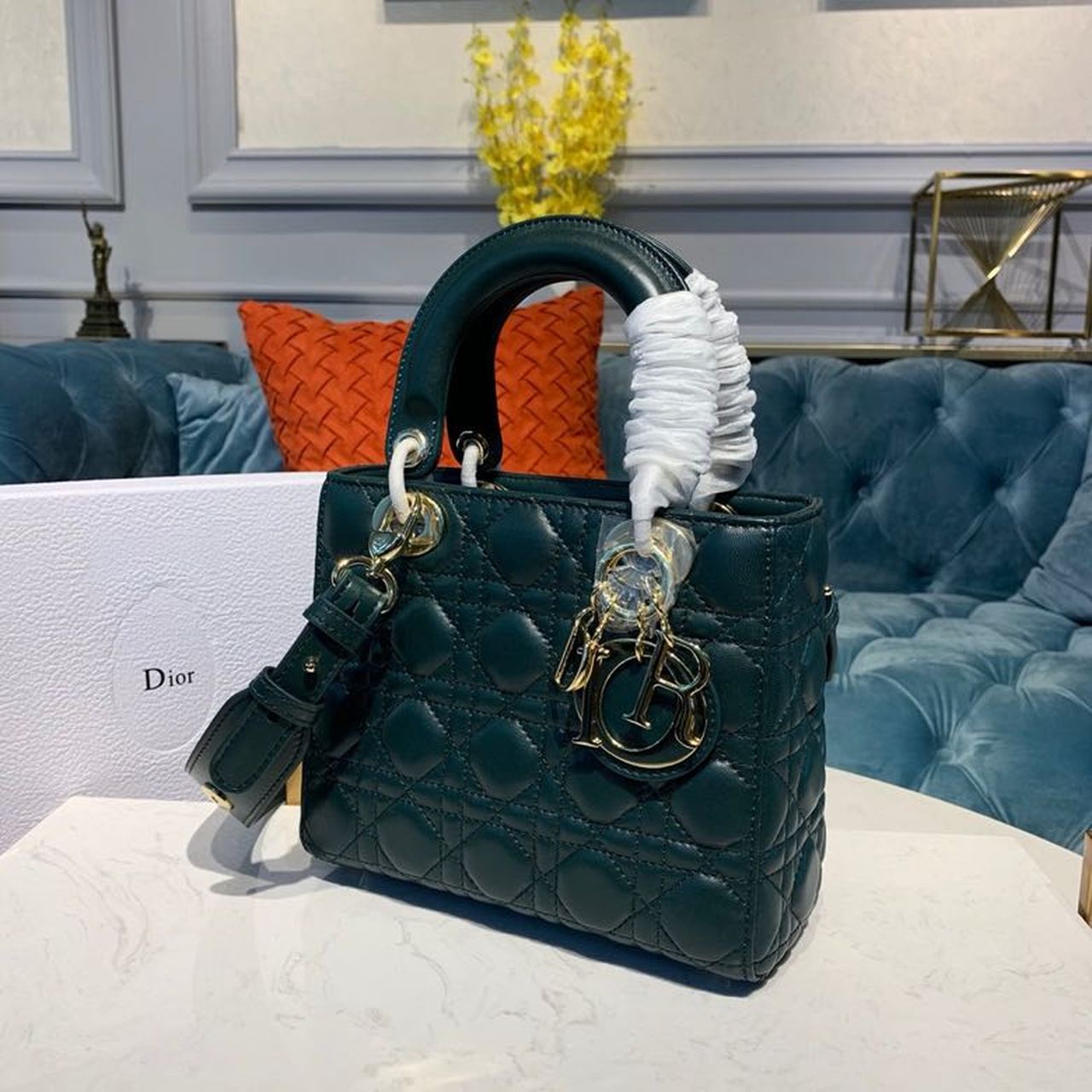 Top Quality Small Lady Bag Gold Toned Hardware Forest Green For Women 8in/20cm CD
