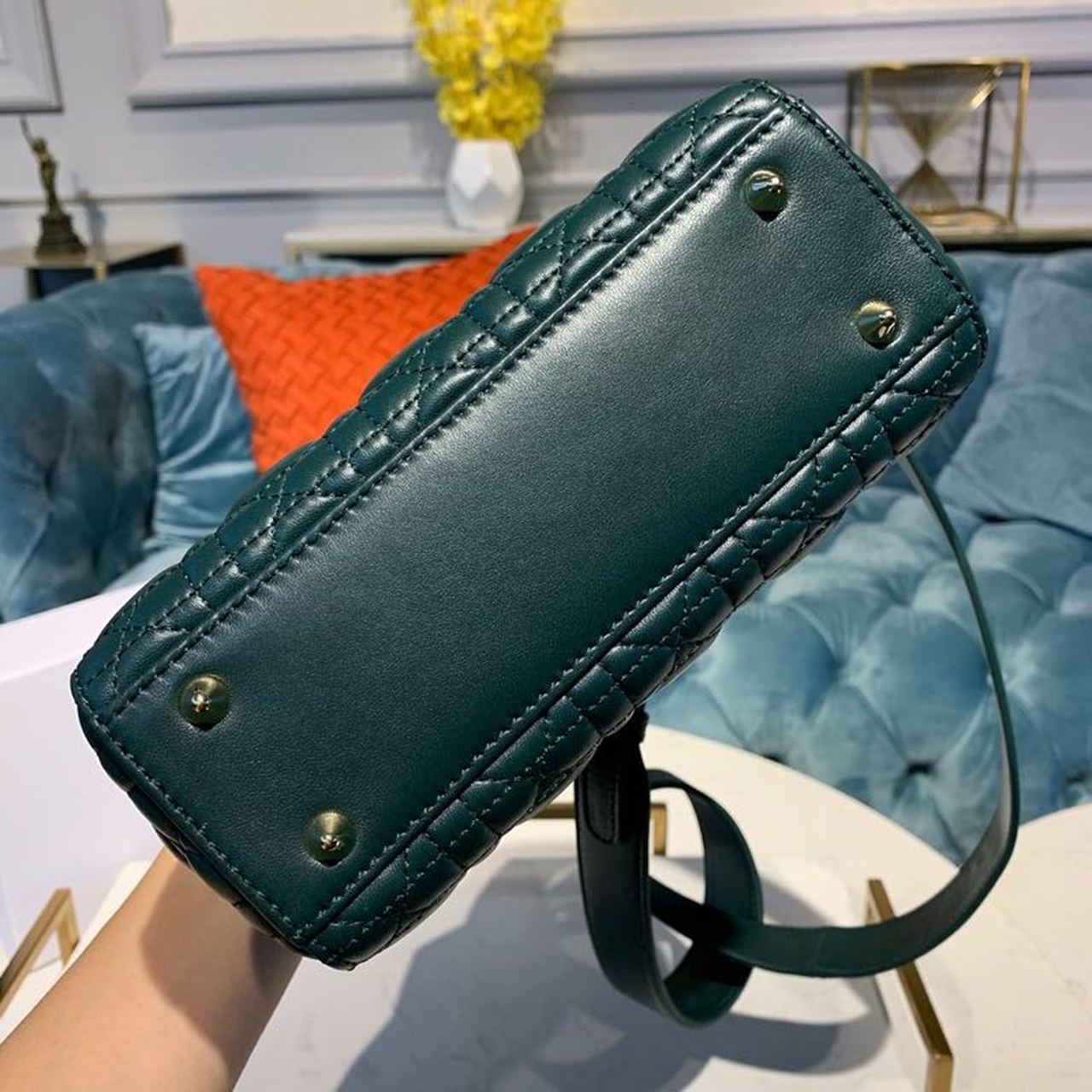 Top Quality Small Lady Bag Gold Toned Hardware Forest Green For Women 8in/20cm CD