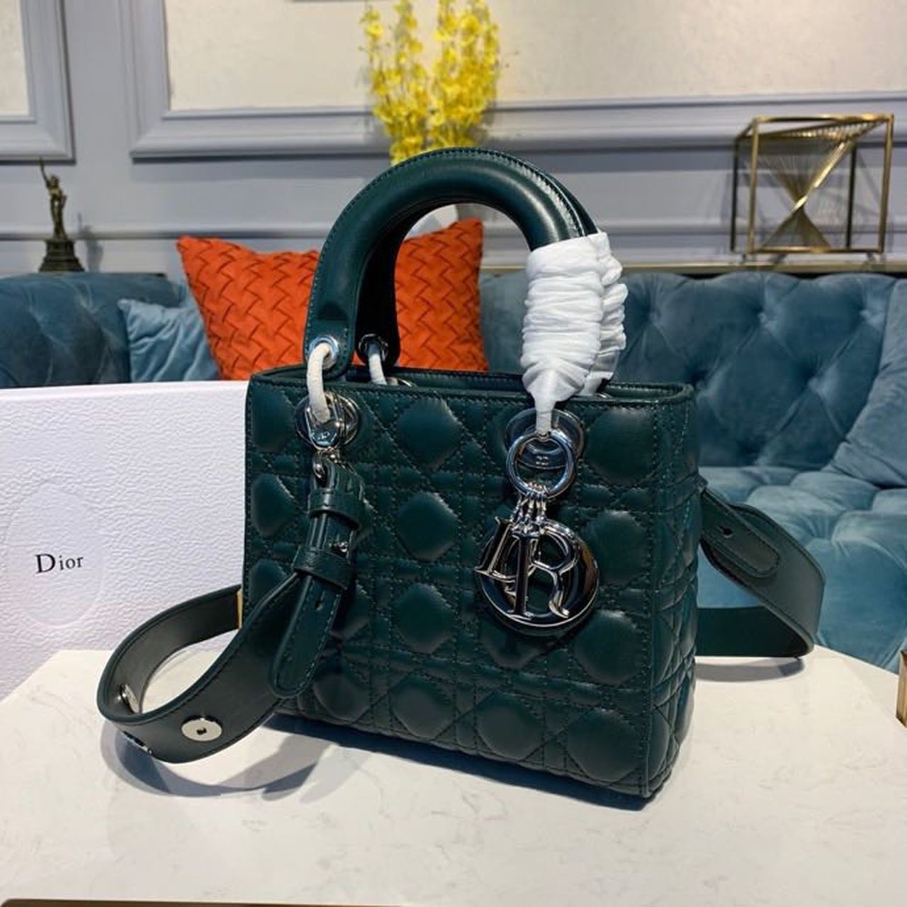 Top Quality Small Lady Bag SiTop Qualityer Hardware Forest Green For Women 8in/20cm CD