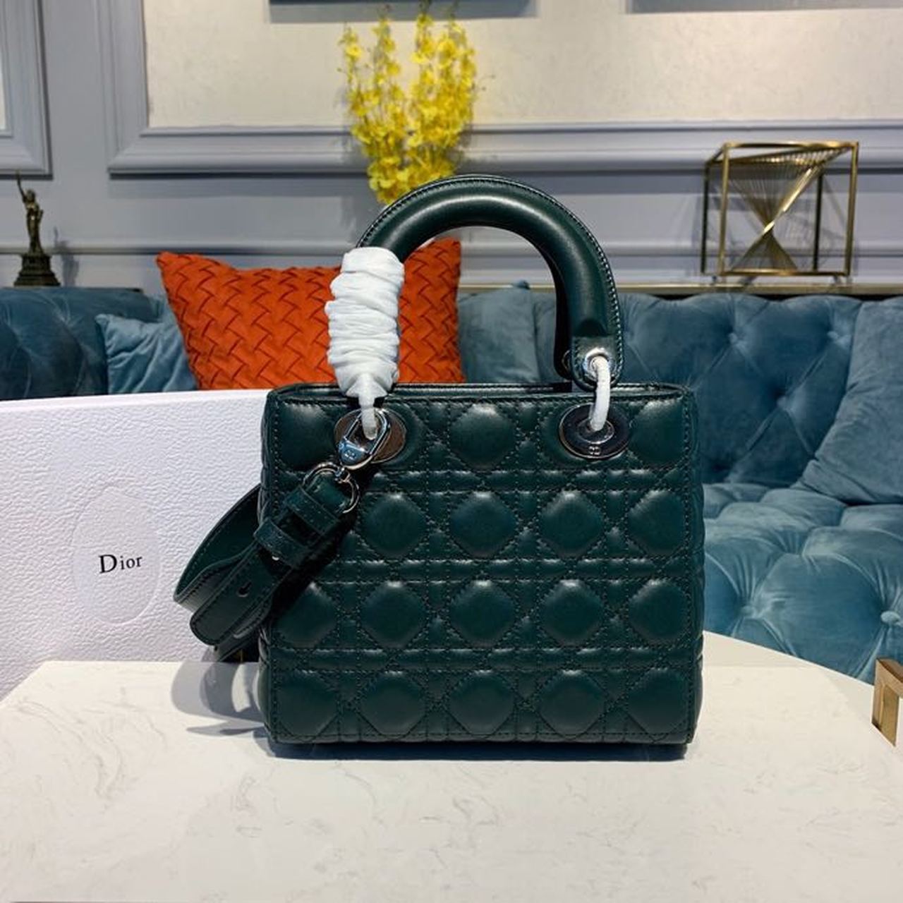 Top Quality Small Lady Bag SiTop Qualityer Hardware Forest Green For Women 8in/20cm CD