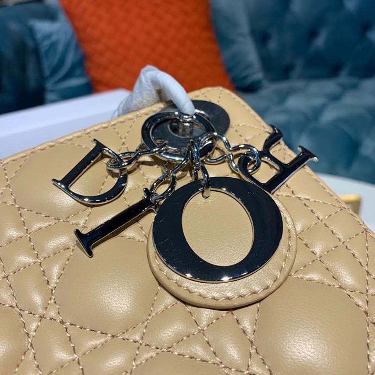 Top Quality Mini Lady Bag with Chain Silver Hardware Spring/Summer Collection, Beige, For Women Womens Handbags, 18cm CD