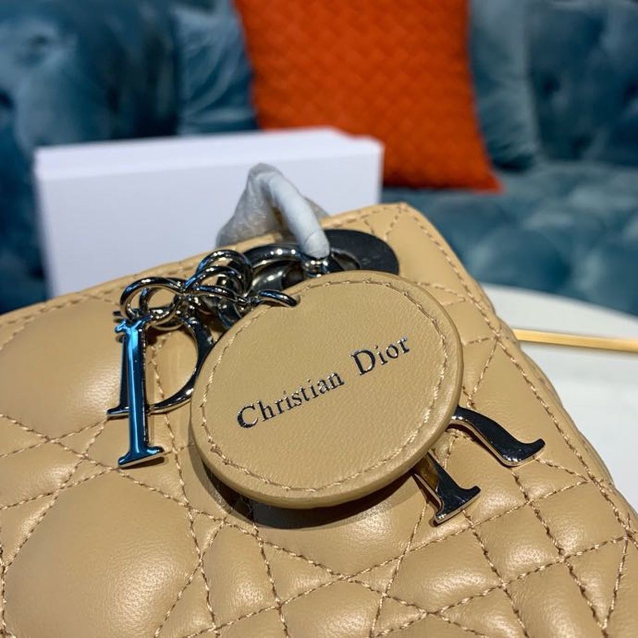 Top Quality Mini Lady Bag with Chain Silver Hardware Spring/Summer Collection, Beige, For Women Womens Handbags, 18cm CD