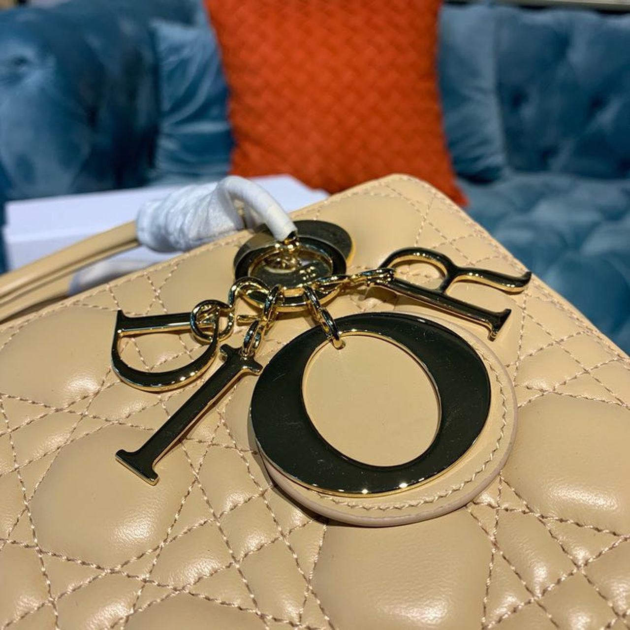 Top Quality MeTop Qualityum Lady Bag Gold Toned Hardware Pale Yellow For Women 9.5in/24cm CD