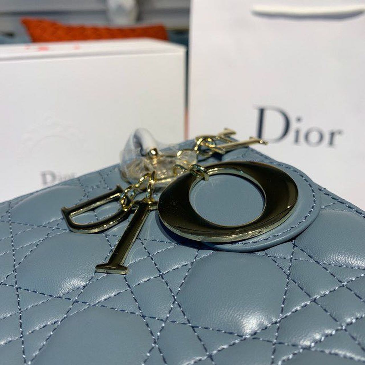 Top Quality Small Lady Bag Gold Toned Hardware Light Blue For Women 8in/20cm