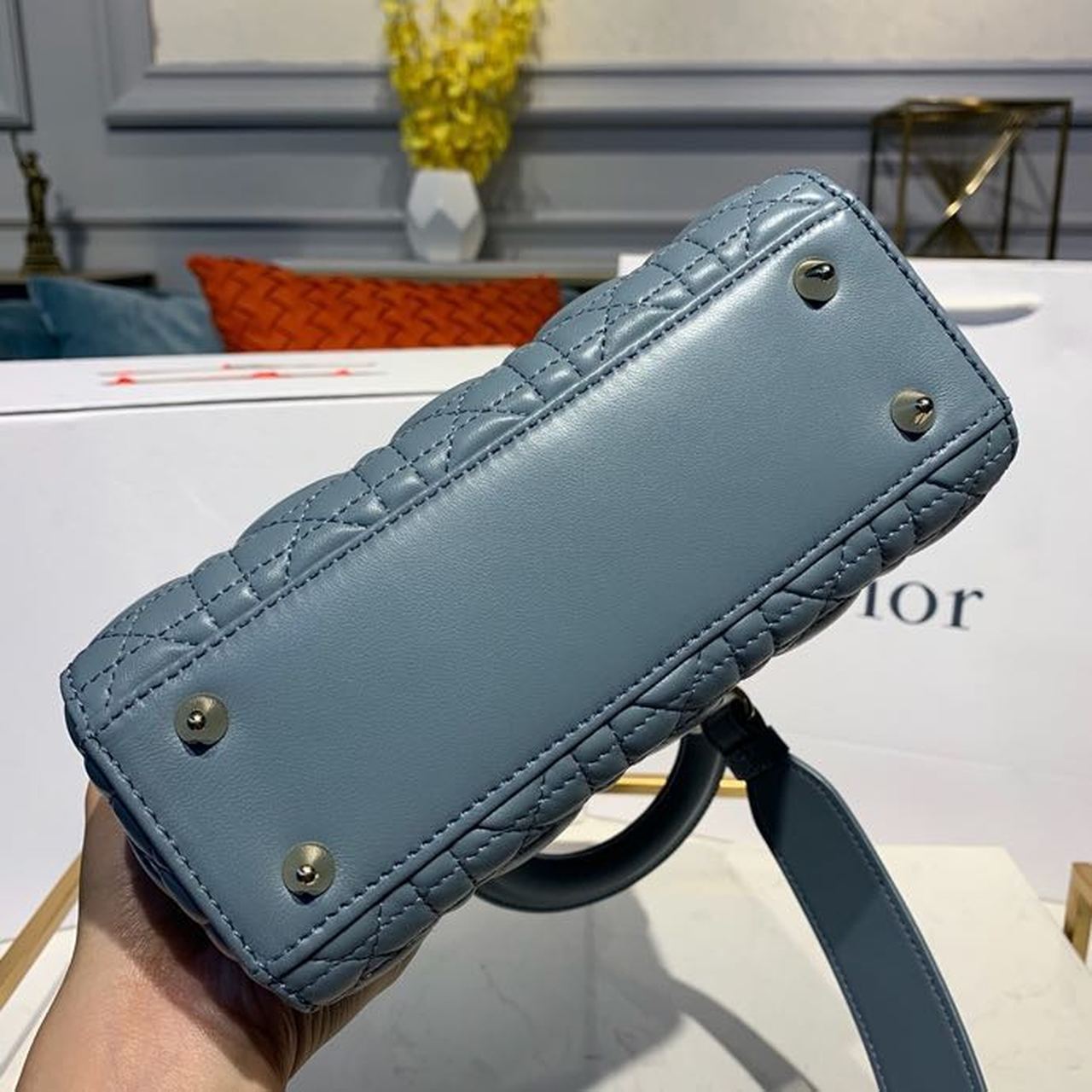 Top Quality Small Lady Bag Gold Toned Hardware Light Blue For Women 8in/20cm