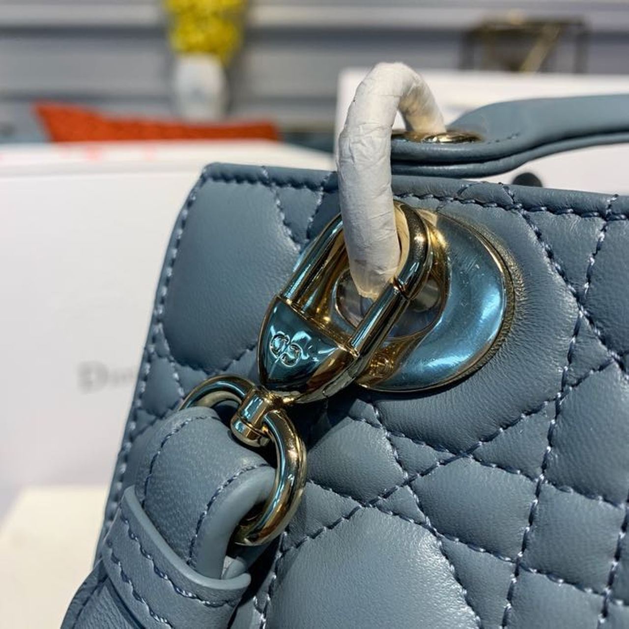 Top Quality Small Lady Bag Gold Toned Hardware Light Blue For Women 8in/20cm