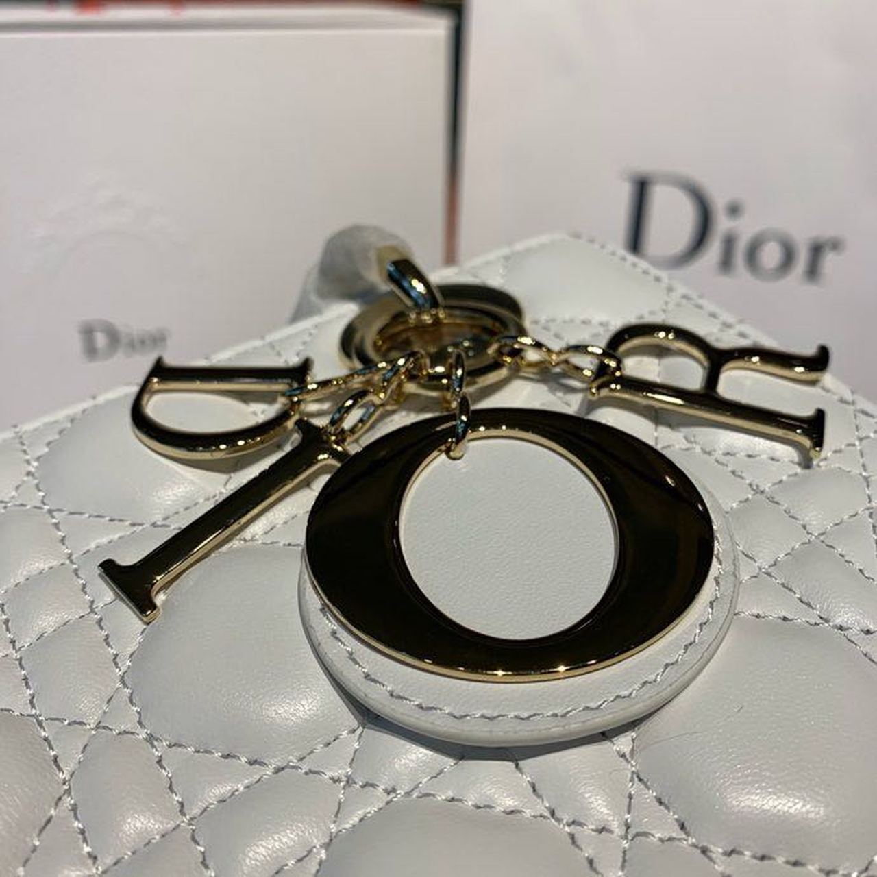 Top Quality Small Lady Bag Gold Toned Hardware White For Women 8in/20cm CD