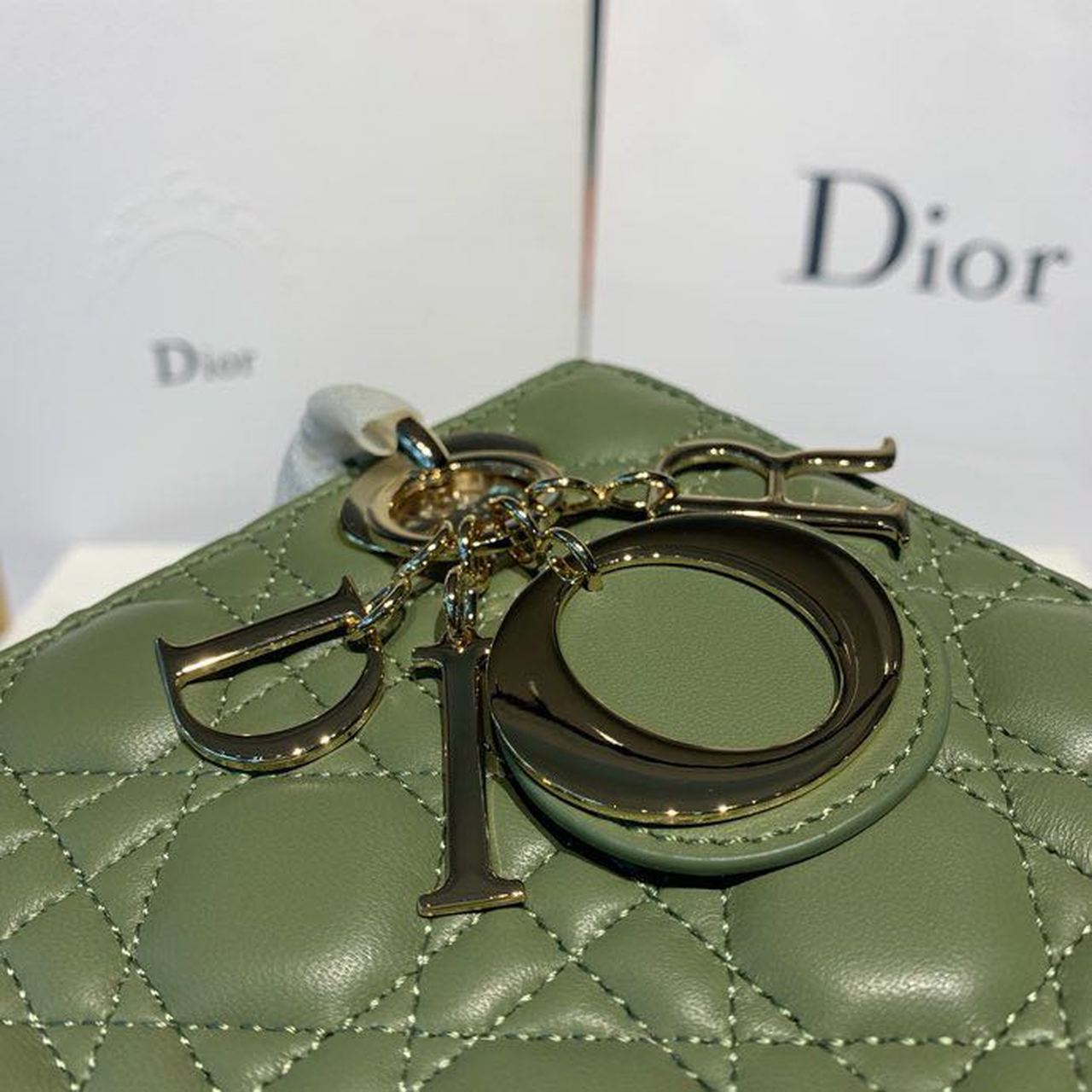 Top Quality Small Lady Bag Gold Toned Hardware Olive Green For Women 8in/20cm CD