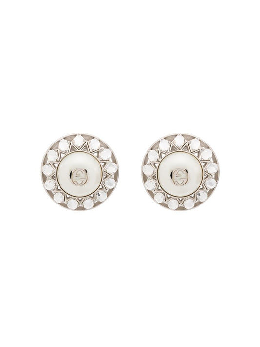 Gucci - logo-detail crystal earrings - women - Crystal/Brass - One Size - Metallic