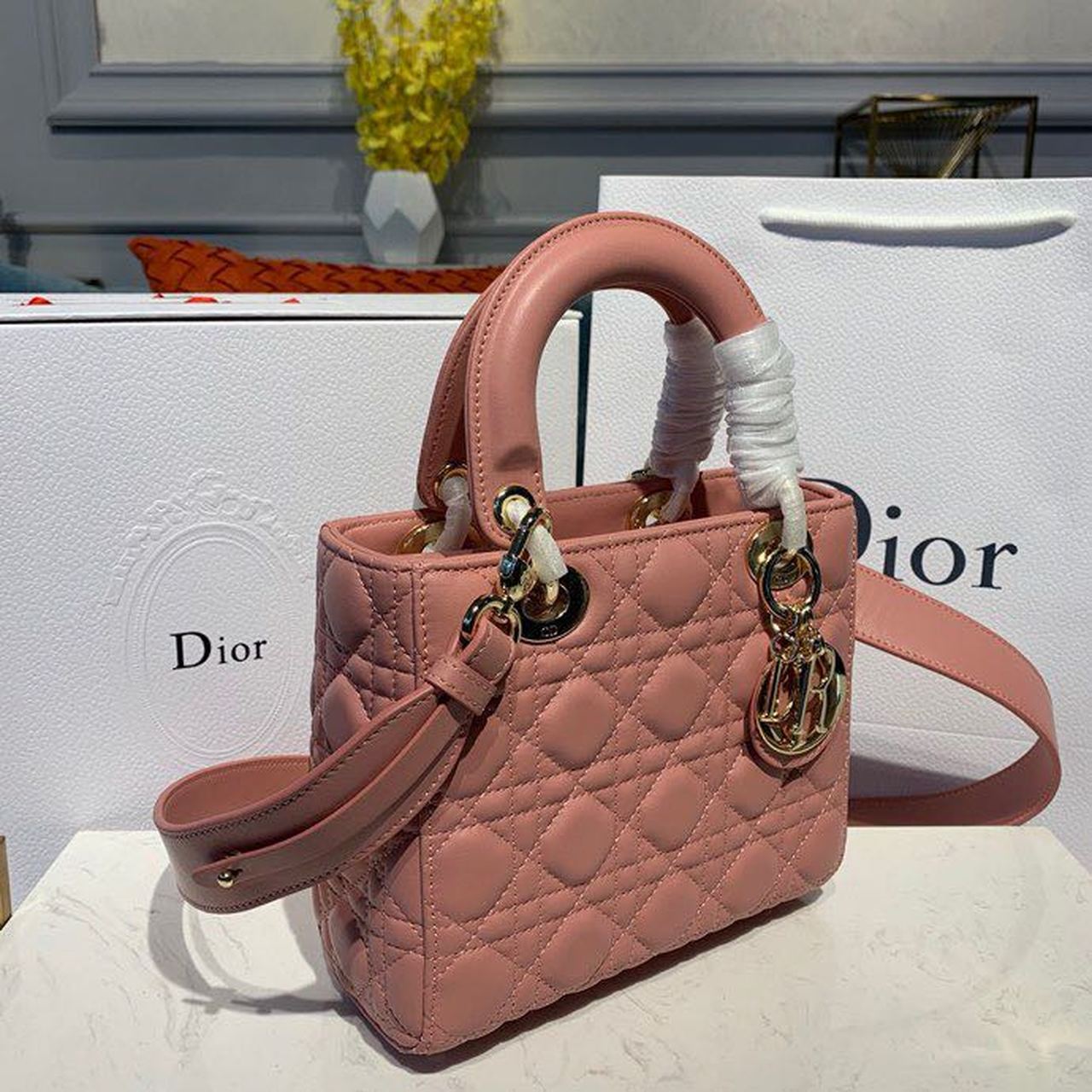 Top Quality Small Lady Bag Gold Toned Hardware Sorbet Pink For Women 8in/20cm CD