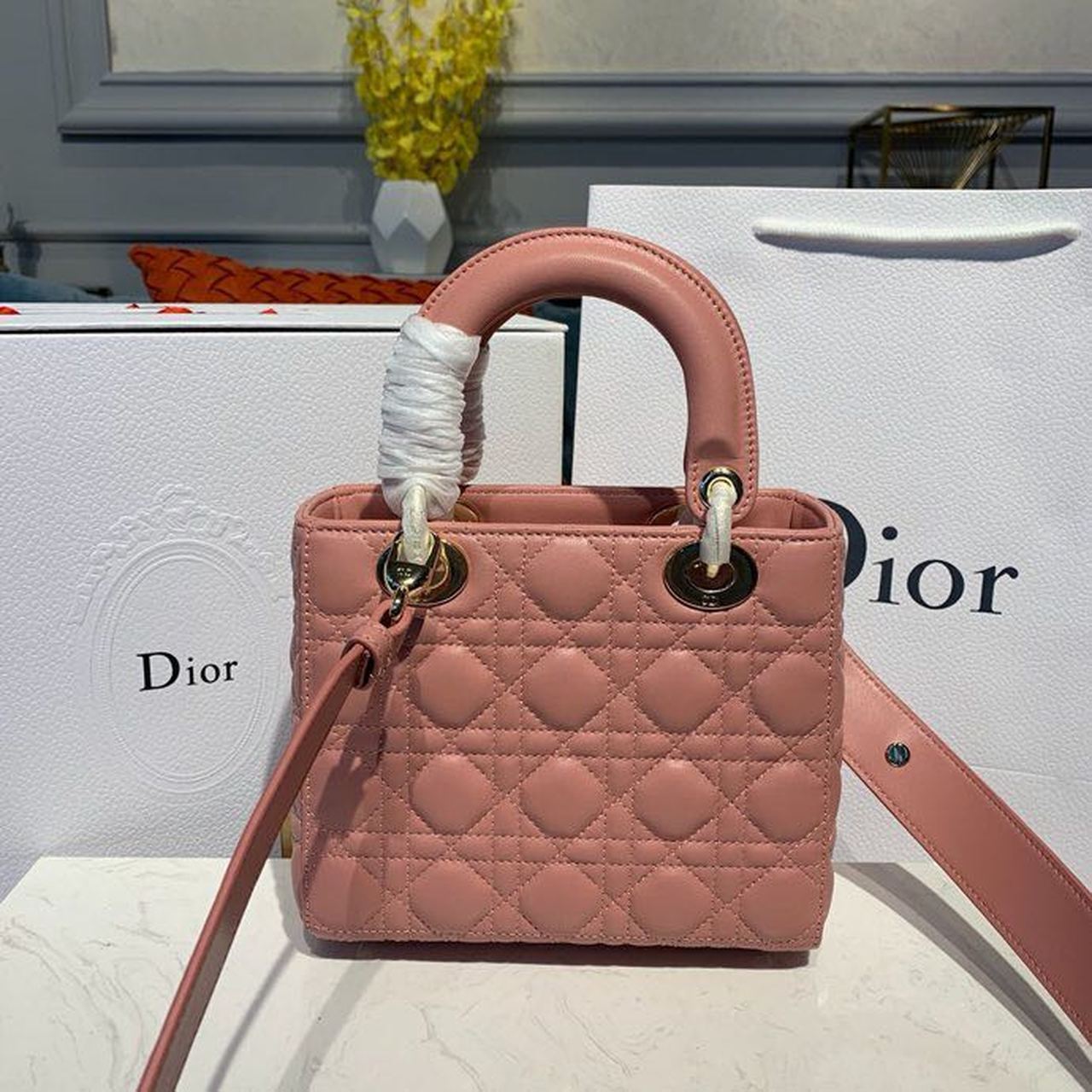 Top Quality Small Lady Bag Gold Toned Hardware Sorbet Pink For Women 8in/20cm CD