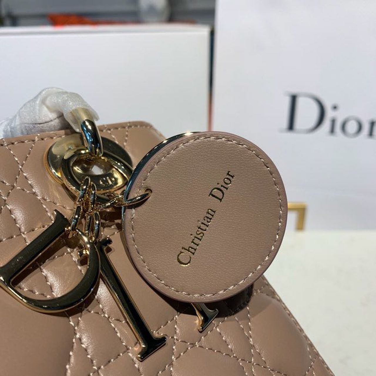 Top Quality Small Lady Bag Gold Toned Hardware Beige For Women 8in/20cm CD