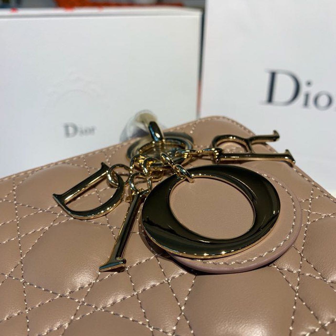 Top Quality Small Lady Bag Gold Toned Hardware Beige For Women 8in/20cm CD