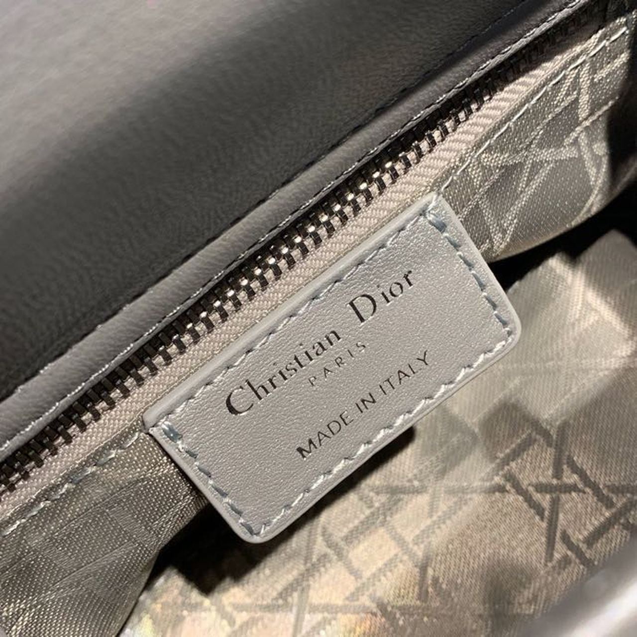 Top Quality Mini Lady Bag with Chain and Embellished Bag Strap Silver Hardware Spring/Summer Collection, Pearl Grey, For Women Womens Handbags, 18cm CD M0505OADU_M11G