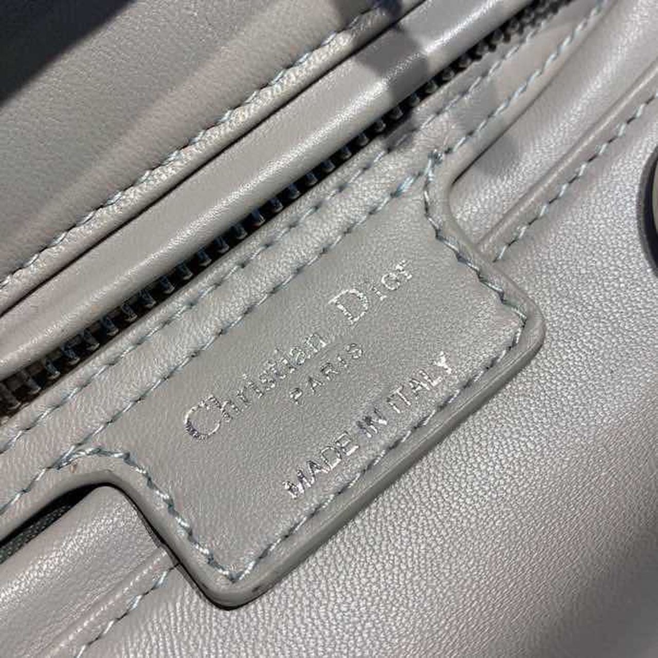 Top Quality MeTop Qualityum Lady Bag Silver Hardware with Embellished Bag Strap Grey For Women 9.5in/24cm CD