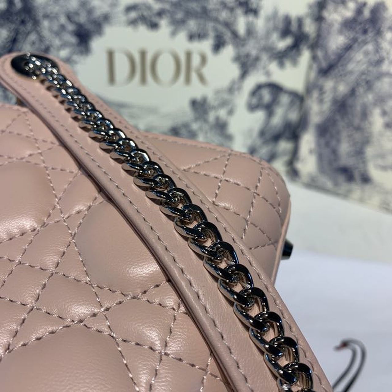 Top Quality Mini Lady Bag with Chain and Embellished Bag Strap Silver Hardware Spring/Summer Collection, Pink, For Women Womens Handbags, 18cm CD