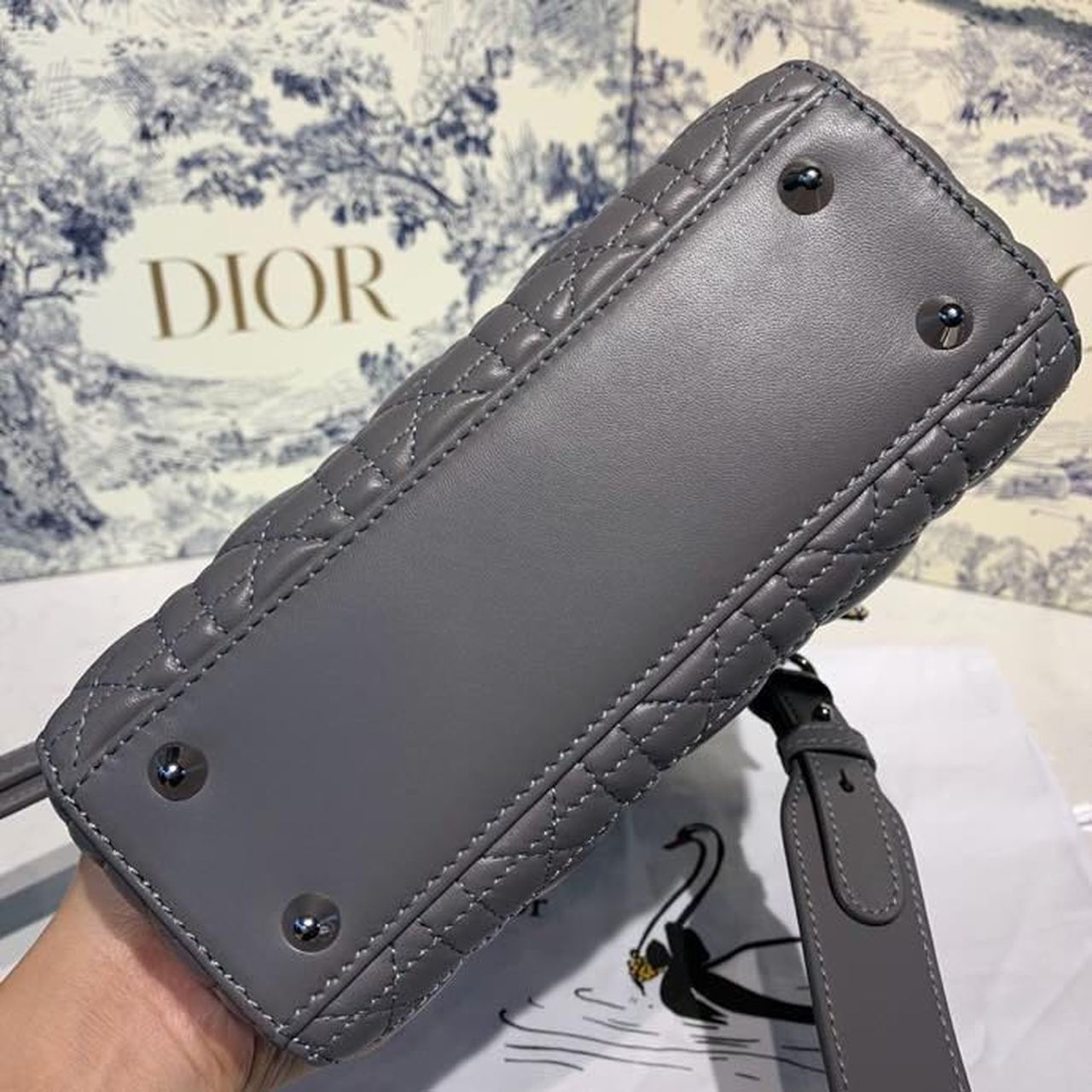 Top Quality Small Lady Bag SiTop Qualityer Hardware with Embellished Bag Strap Dark Grey For Women 8in/20cm CD
