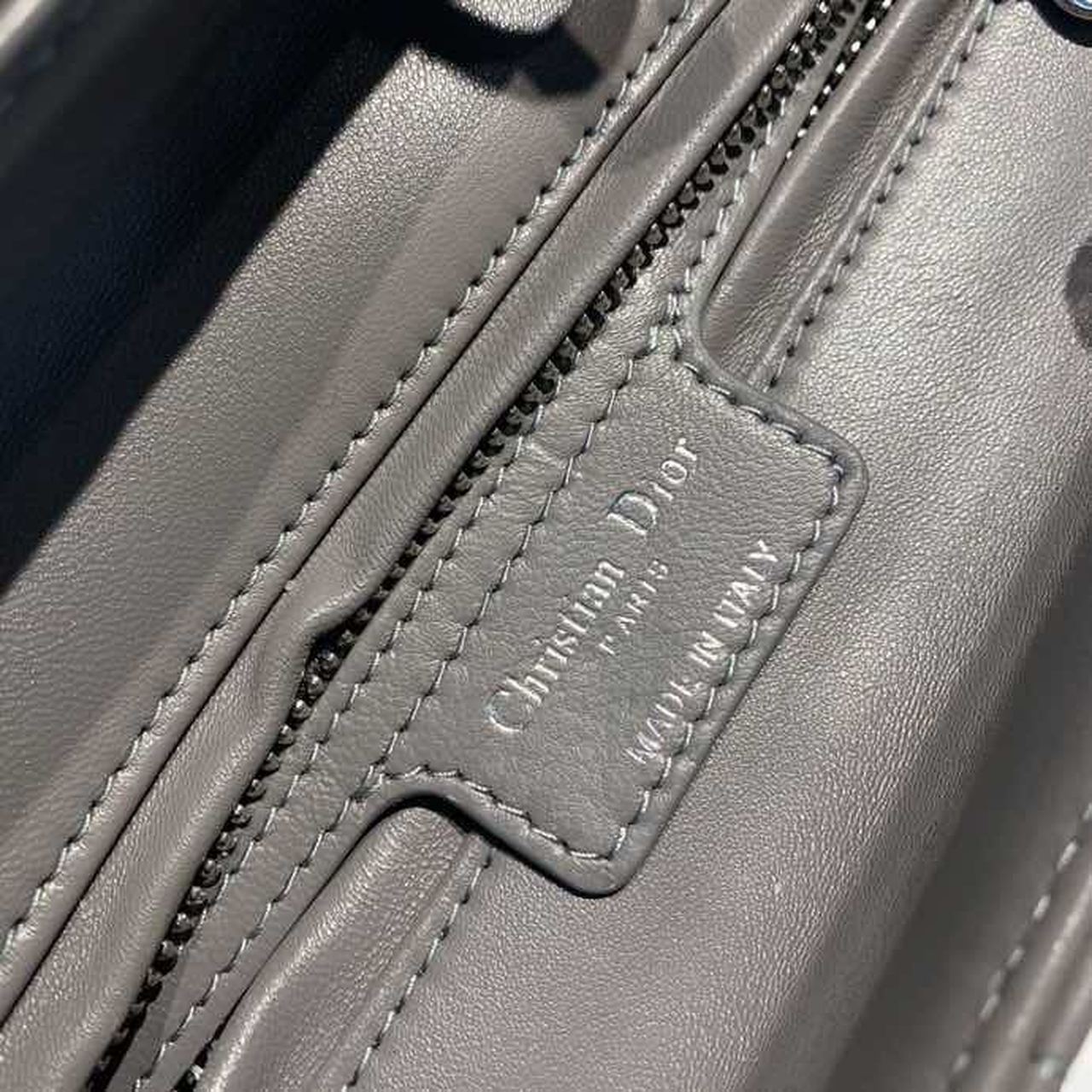 Top Quality MeTop Qualityum Lady Bag SiTop Qualityer Hardware with Embellished Bag Strap Dark Grey For Women 9.5in/24cm CD