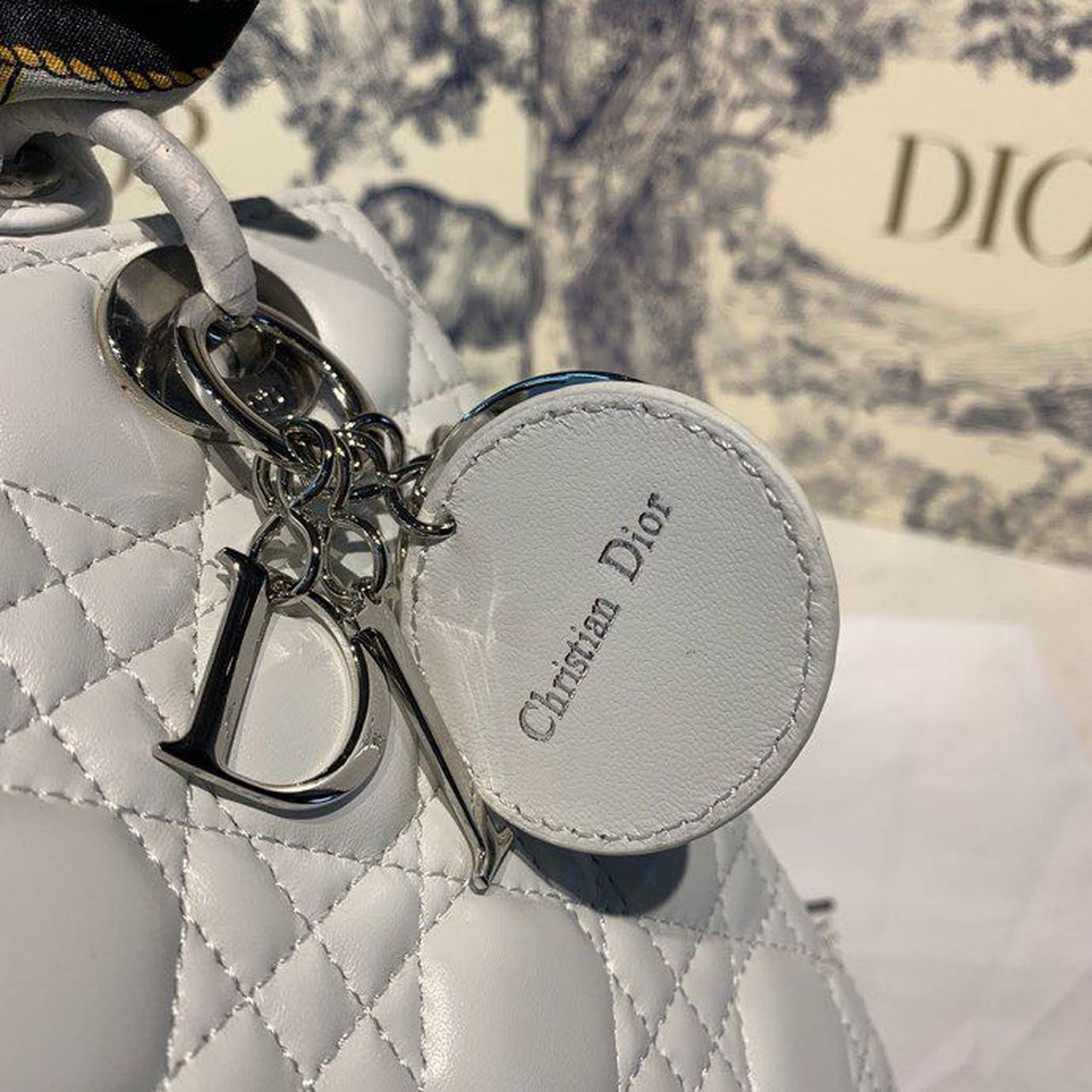 Top Quality MeTop Qualityum Lady Bag SiTop Qualityer Hardware with Embellished Bag Strap White For Women 9.5in/24cm CD