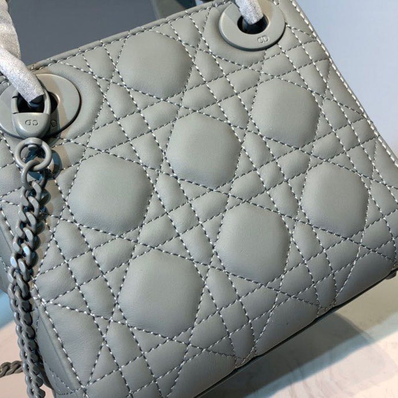 Top Quality Mini Lady Bag with Chain Matte Hardware Spring/Summer Collection, Pewter Blue, For Women Womens Handbags, 18cm CD